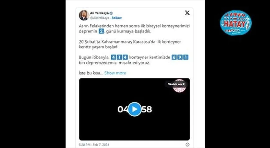 414 Konteyner Kentimizde 691 Bin Depremzedemizi Ağırlıyoruz