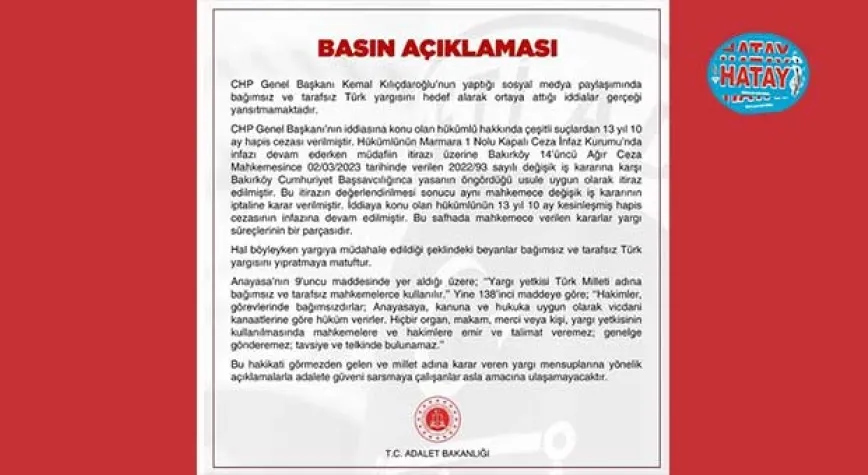 ADALET BAKANLIĞI O İDDİAYI YALANLADI