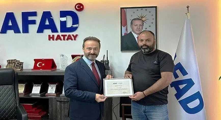 AFAD’DAN BEKİR KOCA’YA TEŞEKKÜR BELGESİ