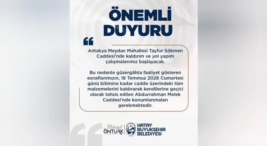 Antakya'da Tayfur Sökmen Caddesi Yenileniyor