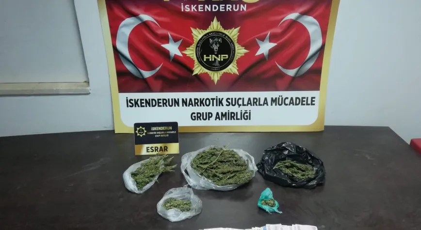 Arama yapılan evde esrar ele geçirildi