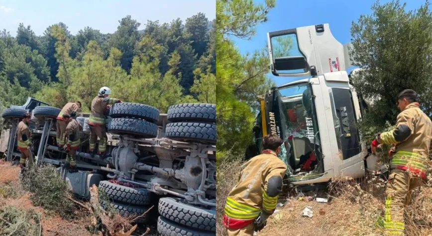 Arsuz’da Devrilen Kamyonun Sürücüsü Yaralandı