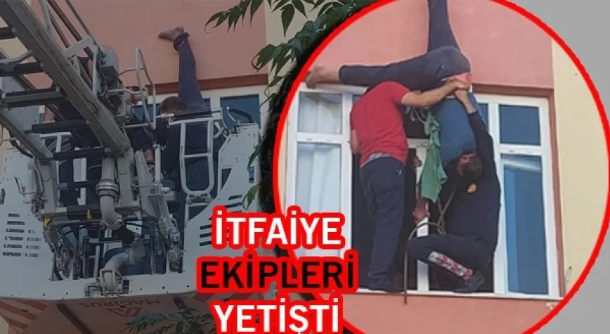 AYAĞINDAN BAĞLADIĞI İPLE ASILI KALDI!