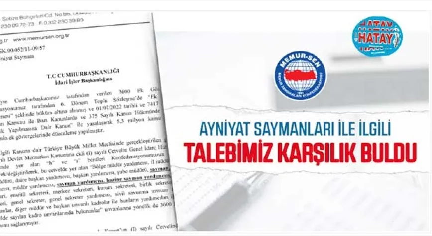 Ayniyat Saymanları İle İlgili Talep Karşılık Buldu
