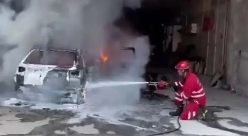 Bakım Sırasında Otomobil Yandı