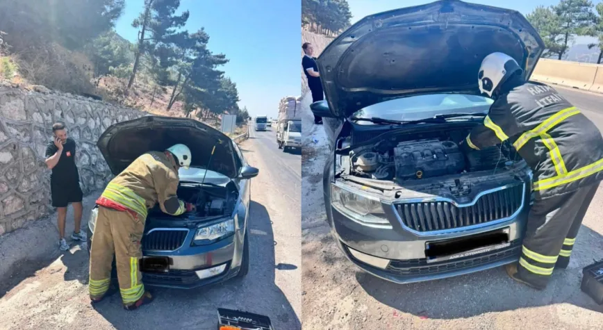 Belen'de Araç Yangını Büyümeden Söndürüldü