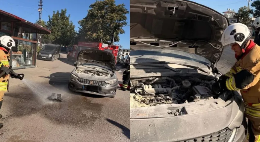 Belen’de Seyir Halindeki Otomobil Yandı