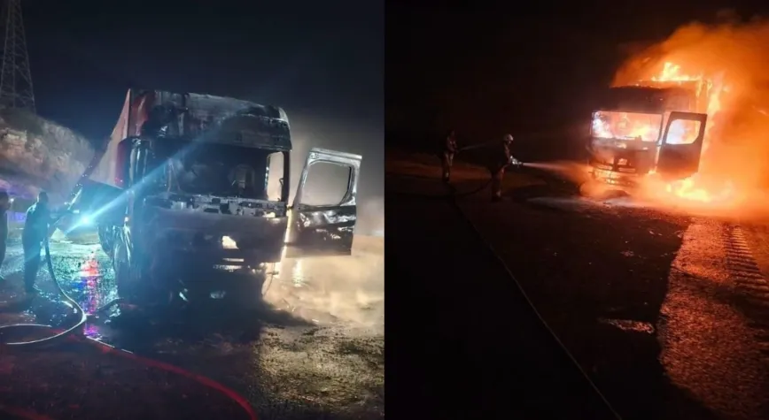 Belen’de Seyir Halindeki Tır Alevlere Teslim Oldu