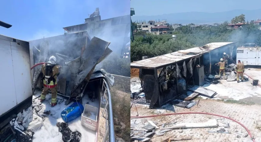 Defne’de Konteyner Yangını Paniğe Neden Oldu