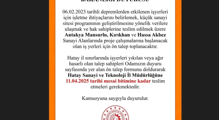 Depremden Etkilenen İşletmelere Sanayi Alanlarında Yeni Fırsatlar