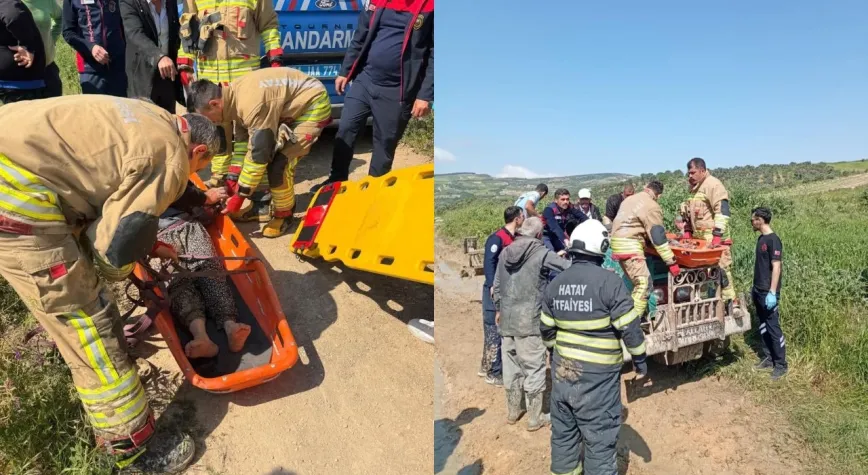 Devrilen Traktörün Altında Kalan Kadın Yaralandı