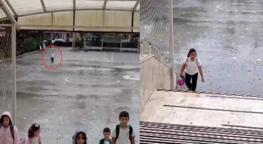 Dörtyol’da İlkokul Öğrencisinin Yağmur Altındaki İstiklal Marşı Duruşu Duygulandırdı