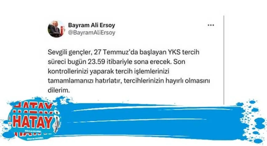 Ersoy'dan tercih hatırlatması