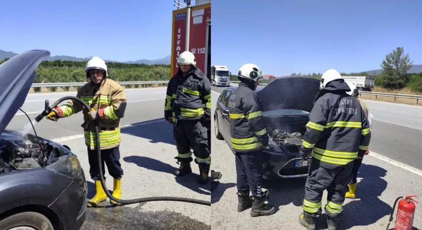 Erzin'de Seyir Halindeki Otomobil Alev Aldı
