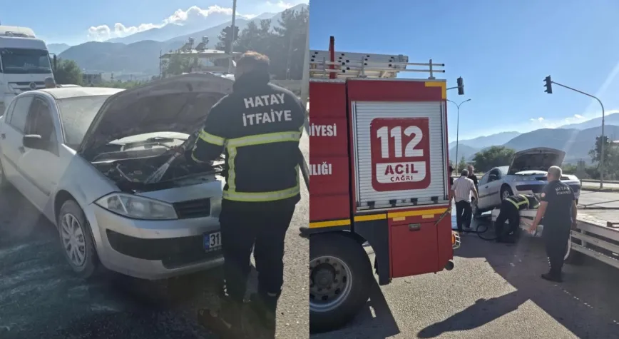 Hassa’da Seyir Halindeki Otomobil Alev Aldı