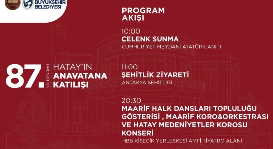 Hatay'da 87. Yıl Coşkusu Başlıyor