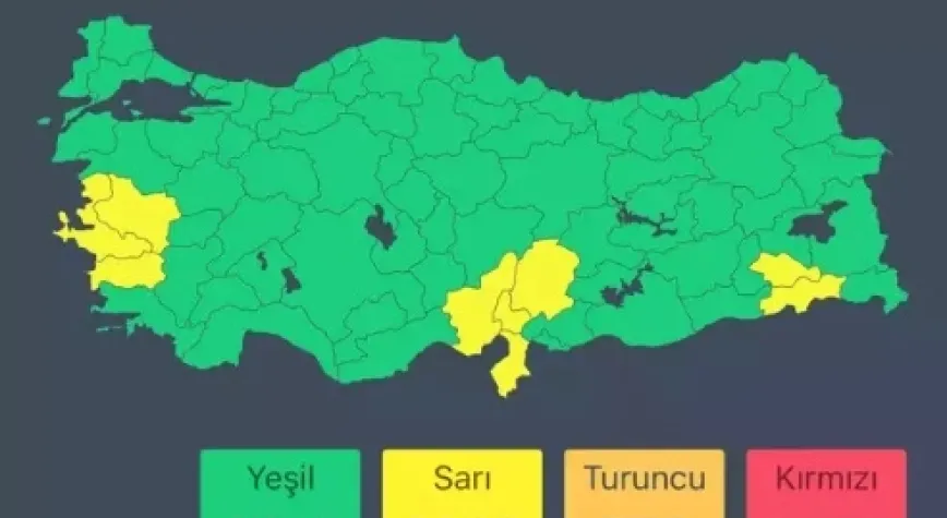 Hatay için sarı kodlu uyarı