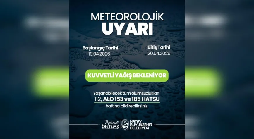 Hatay İçin Yağış Uyarısı Yapıldı