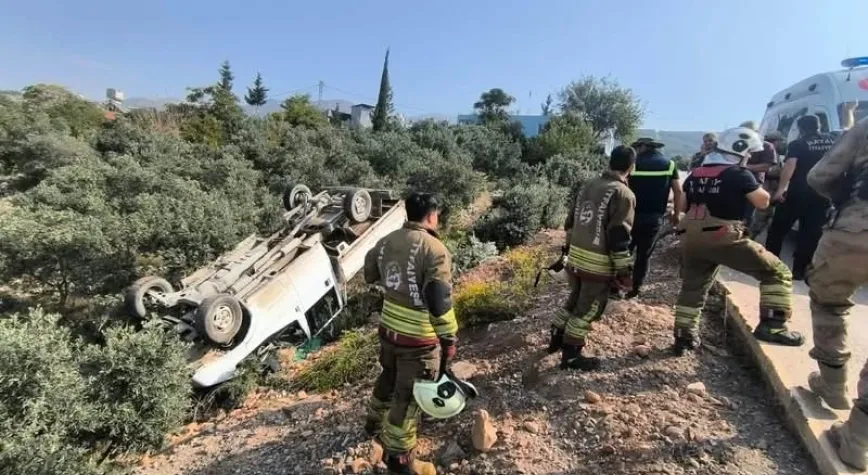 Hatay’da Kamyonet Zeytinliğe Uçtu: Sürücü Yaralandı
