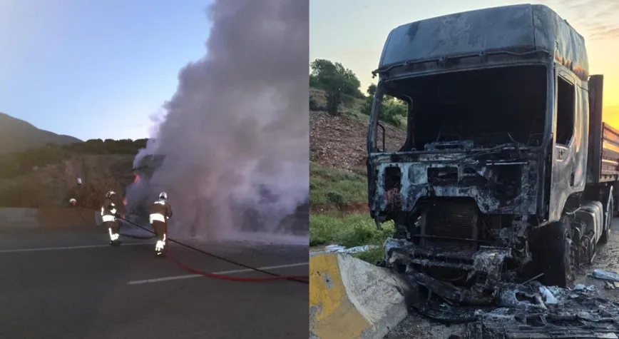 Hatay’da Seyir Halindeki Tır Alevlere Teslim Oldu