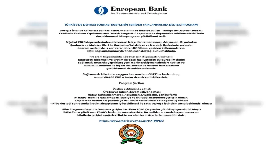 Hataylı KOBİ’lere Avrupa Destekli 60 Bin Euro Hibe Desteği