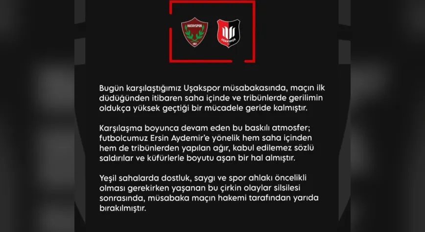 Hatayspor-Uşakspor Maçı Gerilim Nedeniyle Yarıda Kaldı