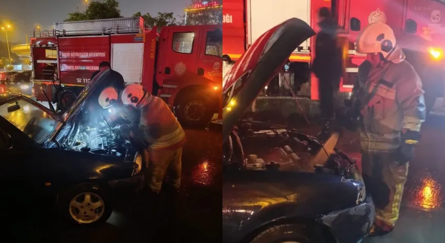 İskenderun’da Seyir Halindeki Otomobilin Motoru Alev Aldı