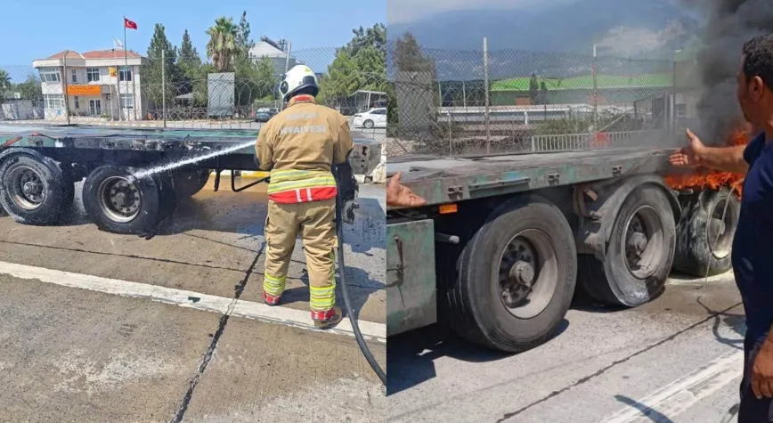 İskenderun’da Tır Lastiği Alev Aldı