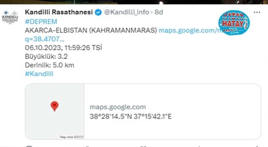 K.MARAŞ’TA 3.2  ŞİDDETİNDE DEPREM