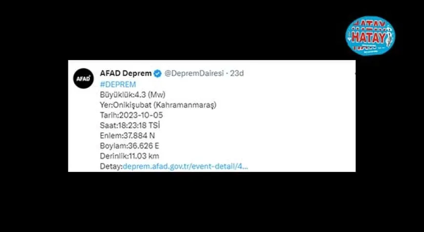 K.MARAŞ’TA 4,3 ŞİDDETİNDE DEPREM