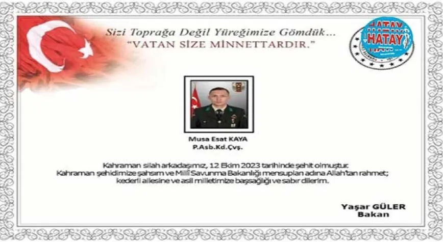 KONYA'YA ŞEHİT ATEŞİ DÜŞTÜ
