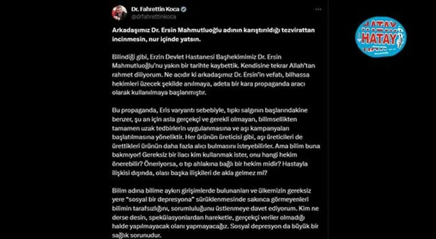 MAHMUTOĞLU'NUN COVİD 19 OLMADIĞI ANLAŞILDI