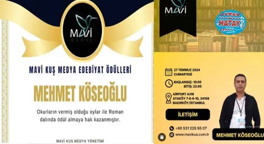 MEHMET KÖSEOĞLU ROMAN YARIŞMASINDA BİRİNCİ OLDU 