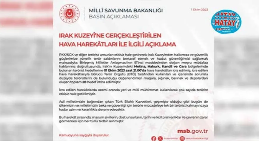 MSB: 20 HEDEF İMHA EDİLDİ