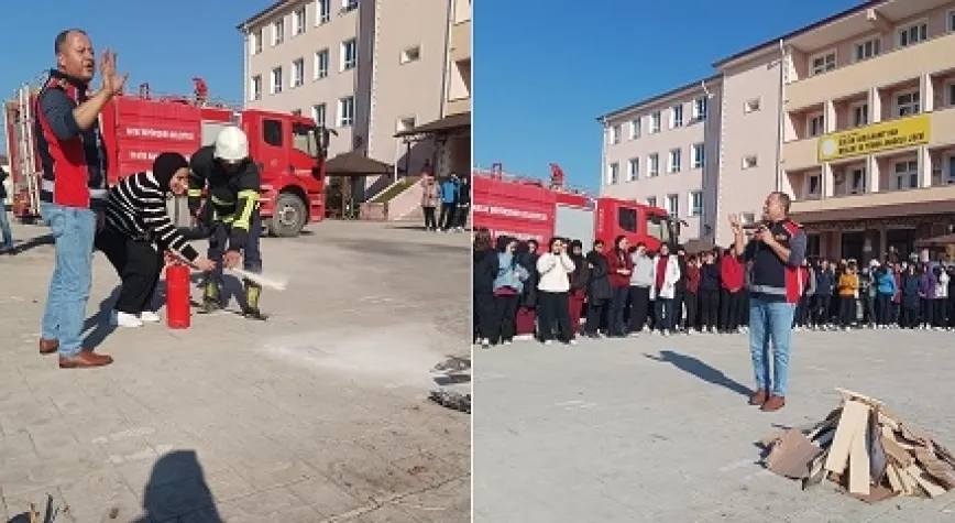 ÖĞRENCİLERE TEMEL YANGIN EĞİTİMİ VERİLDİ