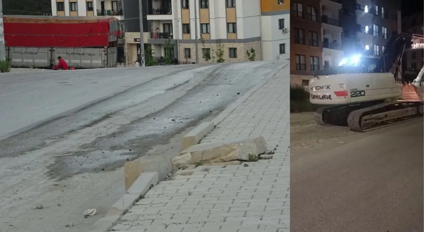 Paletli Kepçe Asfalta Zarar Verdi: Vatandaşlardan Tepki Yağdı