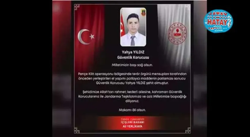 Pençe Kilit bölgesinde 1 güvenlik korucu şehit oldu