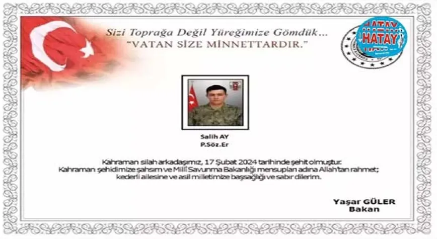 Pençe- Kilit Operasyonu bölgesinde 1 asker şehit
