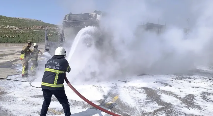 Sınır Kapısında Park Halindeki Tır Alev Topuna Döndü