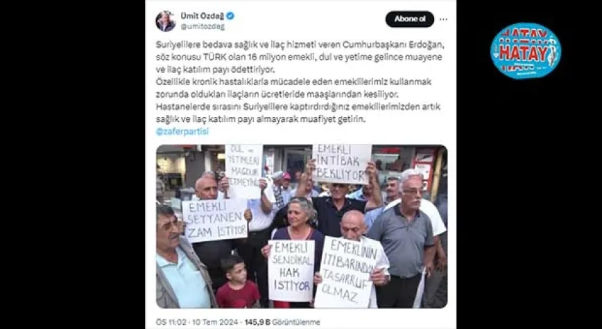 Suriyelilere  bedava Emeklilere ücretli