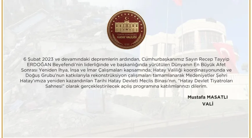 Tarihi Hatay Meclis Binası Devlet Tiyatroları Sahnesi Olarak Hizmete Açılıyor