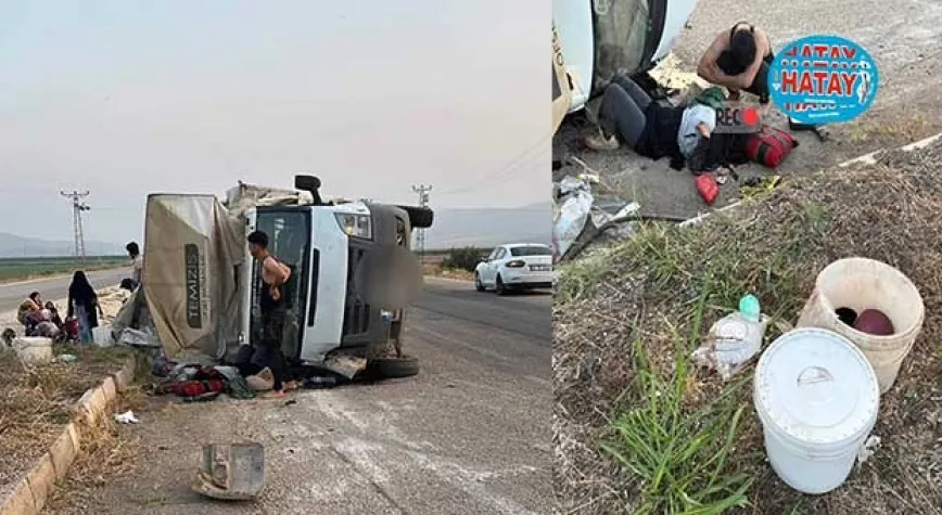 TARIM İŞÇİLERİNİ TAŞIYAN KAMYONET DEVRİLDİ