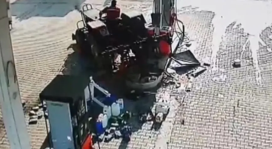 TRAKTÖR AKARYAKIT POMPASINA ÇARPTI