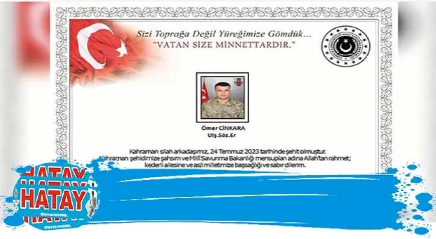 Van'da 1 asker  şehit oldu
