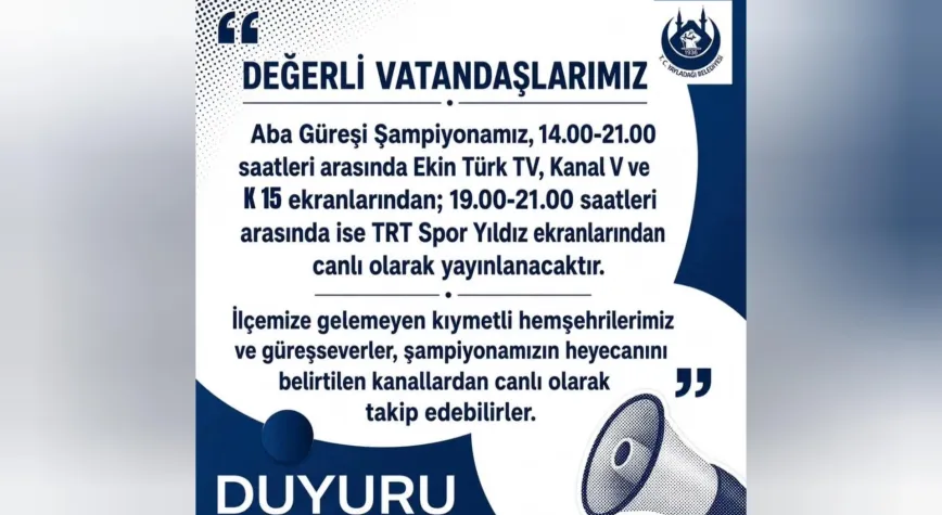 Yayladağı Aba Güreşi TRT Spor Yıldız’da Canlı Yayınlanacak