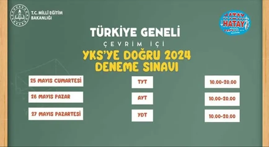 YKS'YE DOĞRU 2024 TÜRKİYE GENELİ ÇEVRİM İÇİ DENEME SINAVI YAPILACAK
